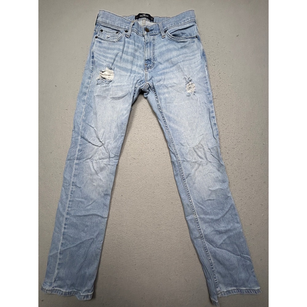 Hollister Slim Straight Epic Flex Cotton Blend Light Wash Blue 29x32 Mens